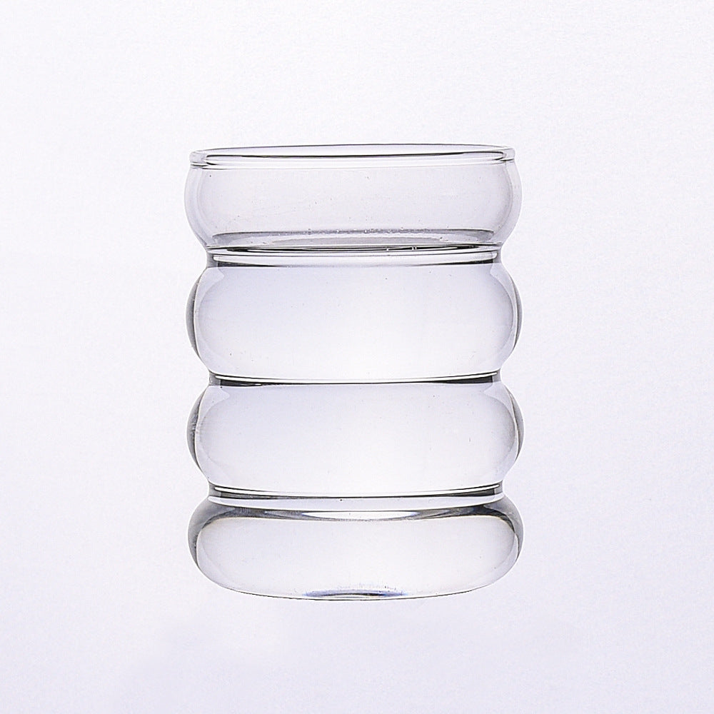 Ripple Glass Coffee Cups with Straws (350ml) – Aesthetic Vintage Drinkware Set (2/4/6pcs)