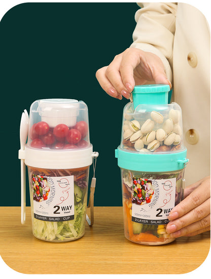 Leakproof Meal Prep Lunch Box with Fork Lid – Microwave Safe & Portable (2 Compartments)