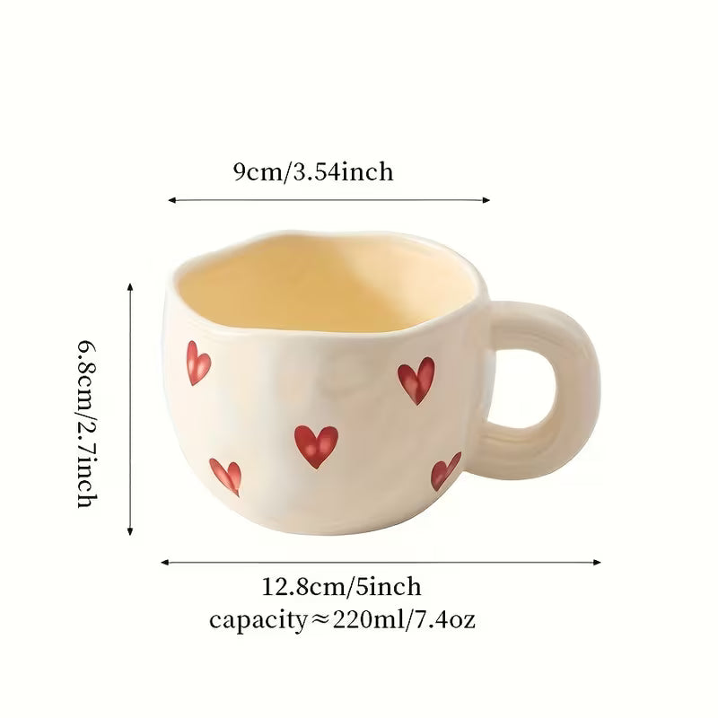 Romantic Heart Coffee Mug (7.4oz) - Cute Love-Inspired Gift for Couples
