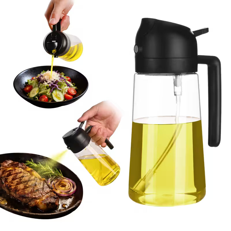 2-in-1 Oil Spray & Pour Bottle (470ml) – Precision Cooking for Healthier Meals