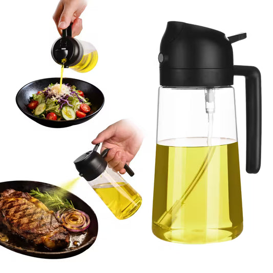 2-in-1 Oil Spray & Pour Bottle (470ml) – Precision Cooking for Healthier Meals