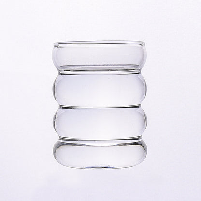 Ripple Glass Coffee Cups with Straws (350ml) – Aesthetic Vintage Drinkware Set (2/4/6pcs)