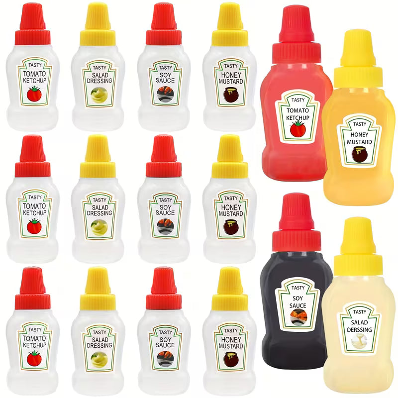 Mess-Free Mini Sauce Bottles (4pcs) - Portable Squeeze Containers for Lunch & Travel