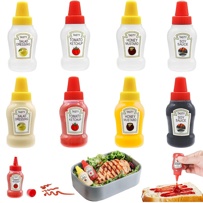 Mess-Free Mini Sauce Bottles (4pcs) - Portable Squeeze Containers for Lunch & Travel