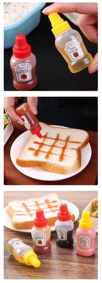 Mess-Free Mini Sauce Bottles (4pcs) - Portable Squeeze Containers for Lunch & Travel