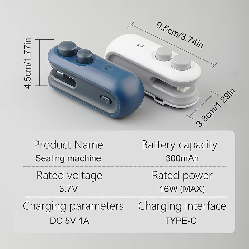 Seal & Save in Seconds – 2-in-1 Rechargeable Mini Bag Sealer & Cutter