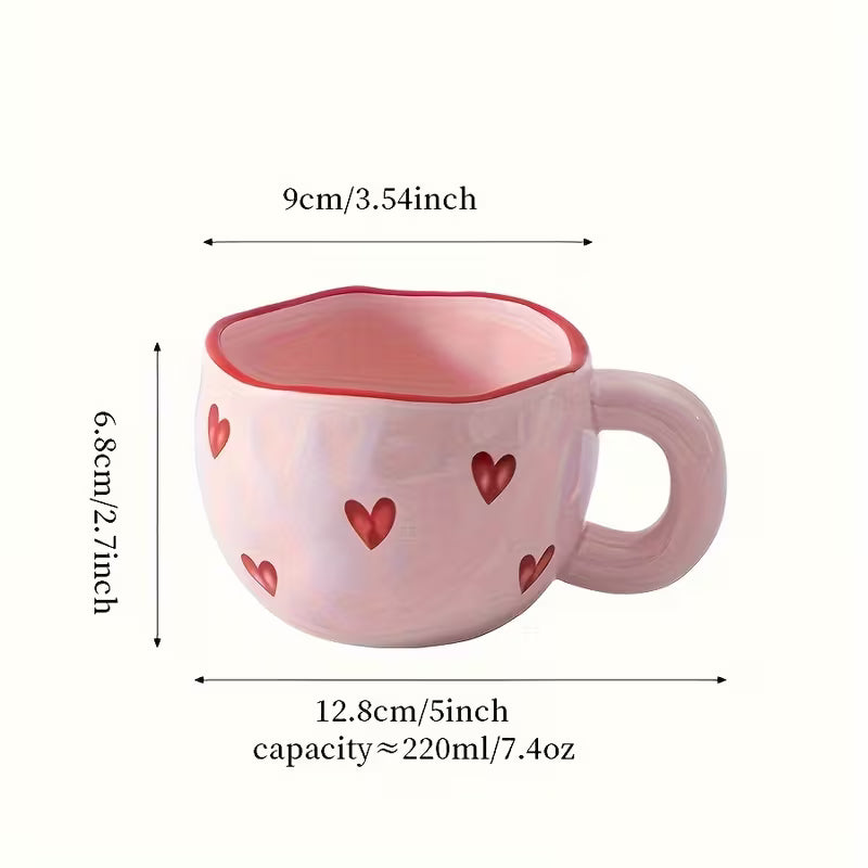 Romantic Heart Coffee Mug (7.4oz) - Cute Love-Inspired Gift for Couples