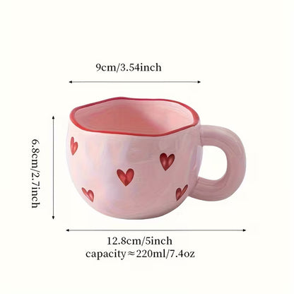 Romantic Heart Coffee Mug (7.4oz) - Cute Love-Inspired Gift for Couples