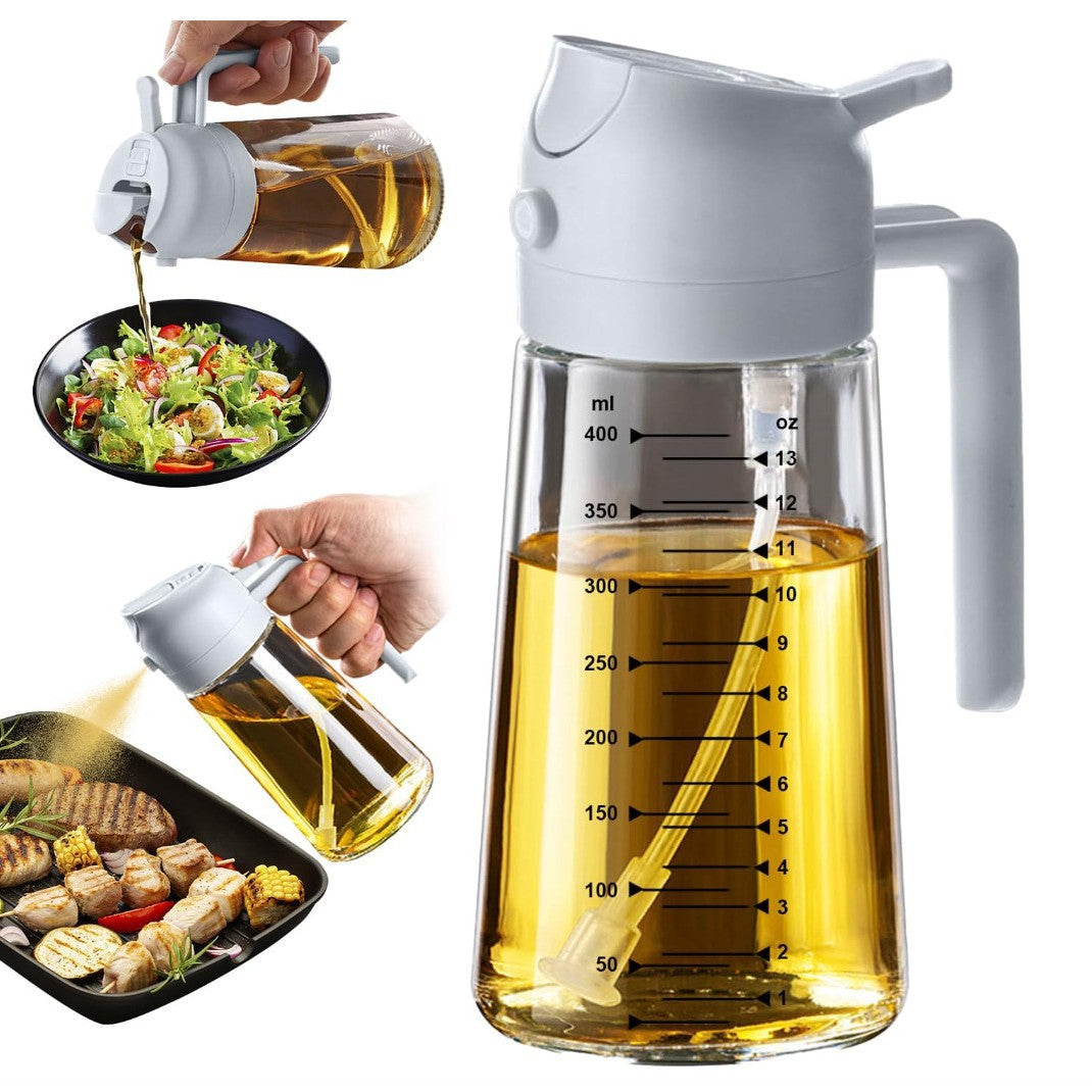 2-in-1 Oil Spray & Pour Bottle (470ml) – Precision Cooking for Healthier Meals